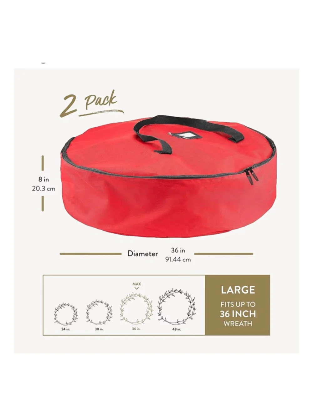 NEW 2 Pack Oxford Christmas Wreath Storage Container 36” Bag